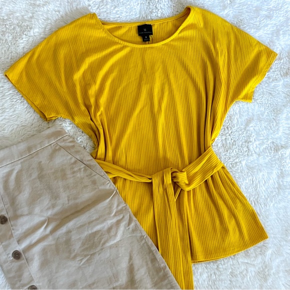 Worthington Tops - NWT Worthington Gold Ribbed Tie Waisted Tee Shirt